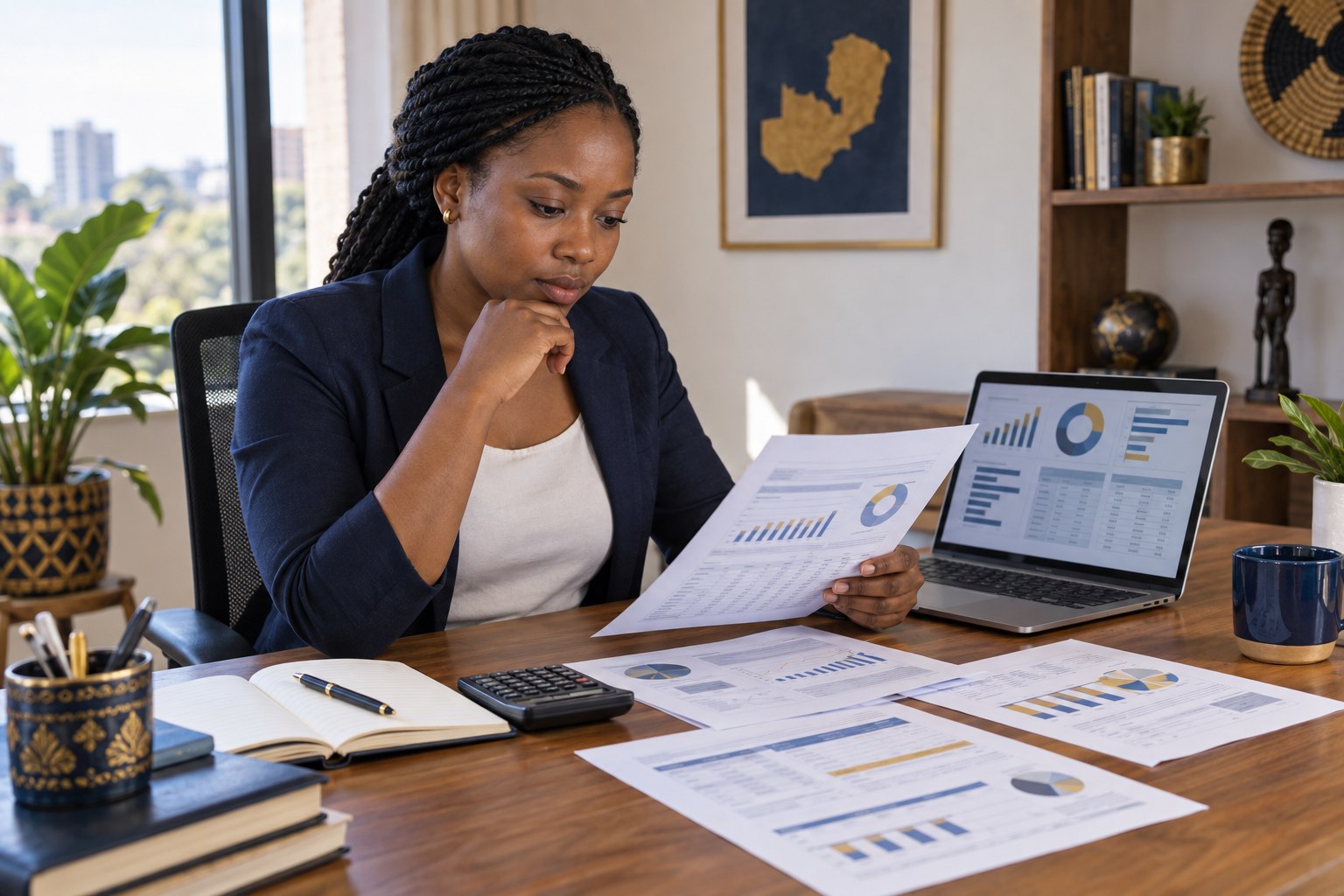 Zambian investor comparing financial ratios before evaluating LuSE-listed shares