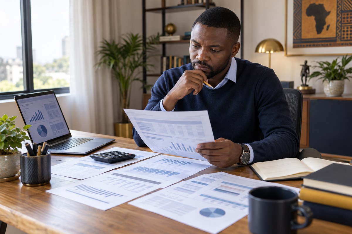 Zambian investor learning how to read financial statements in Zambia before buying LuSE shares