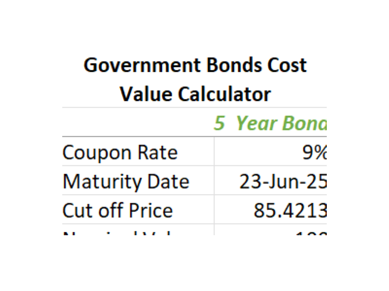 Government Bonds Cost Value Calculator