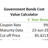 Government Bonds Cost Value Calculator